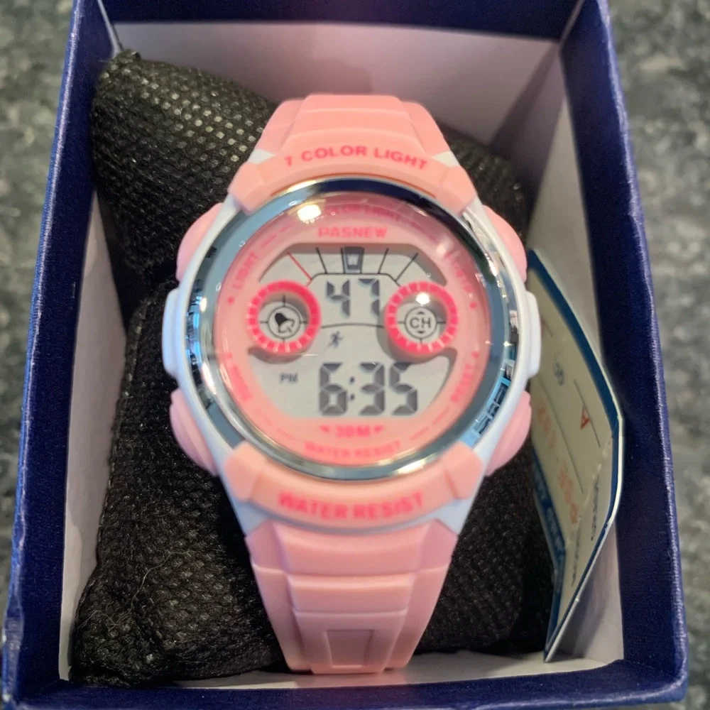 Pasnew Kids Girls Pink Digital water resistant Watch New in box